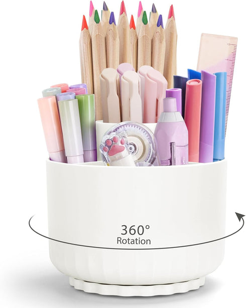 Desk Organizer, Minimalist Modern Design Pen Holder for Desk 360°Rotating Office Accessories with 5 Compartments