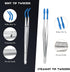 2 Pieces Tweezers with Rubber Tips Set PVC Rubber Coated Tips Bent and Straight Flat Tip Tweezers Stamp Coins Jewelry Hobby Crafts Industrial Electronic Tweezers Tools (Silver, Blue)