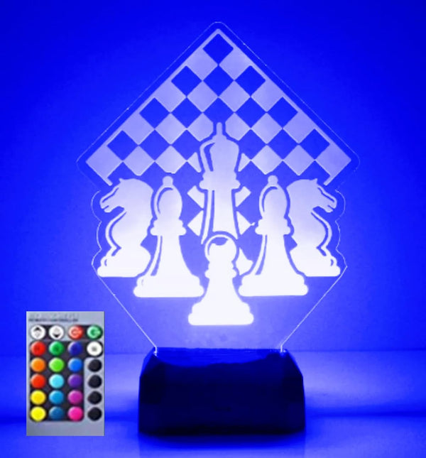 Jinnwell 3D Chess Night Light Lamp Illusion Night Light 16 Color Changing Table