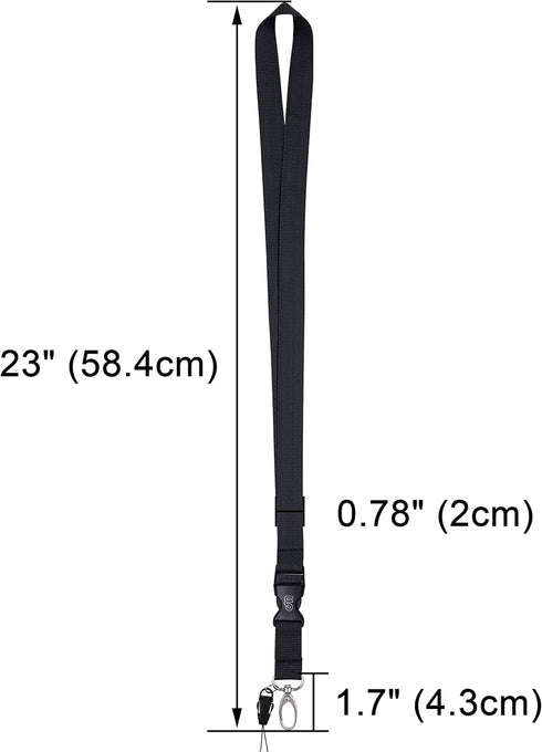 Wisdompro Office Lanyard, 5 Pack, 23 inch Quick Release Neck Strap with Detachable Buckle, Black