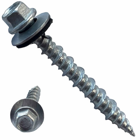 Metal Roofing Screws - #10 x 1.5” – Self Tapping Hex Head with EPDM Rubber Washer for Metal to Wood, Sheds (100)