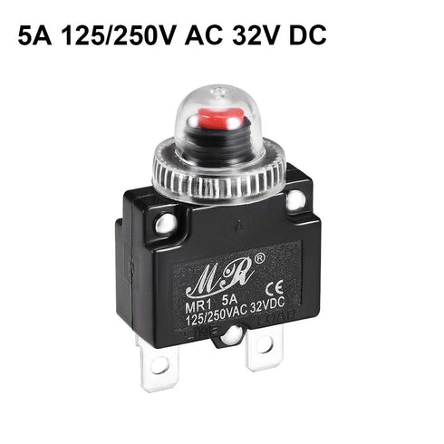 uxcell 2 Pcs Thermal Circuit Breakers 5A 125/250V AC 32V DC Push Button Reset Overload Protector