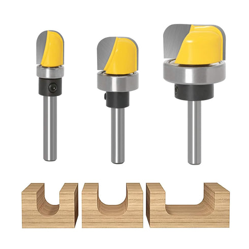 Dish Carving Router Bits,3Pcs 1/4 Inch Shank Bowl and Tray Template Router Bit Set with Ball Bearing,Designed for woodworkers