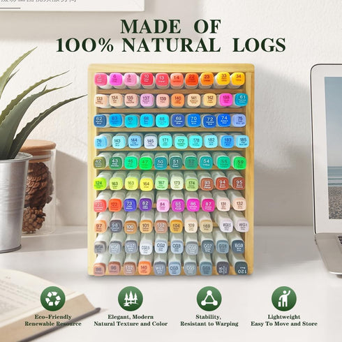 VTOINKK organizer100 wooden bamboo marker storage - marker holder for desk, alcohol marker storage and markers