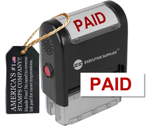 Paid Rubber Stamp Self Inking - Red Ink, Advanced Technology Office Stamps for Business and Personal Use