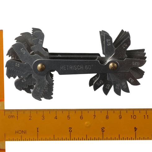 Stainless Steel Metric & Imperial Screw Gauge, Thread Pitch Gauge for Industrial Measurement, Multi-Purpose Tool