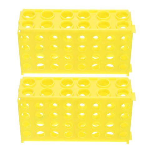 PATIKIL 80 Wells Tube Rack - 2 Pcs Vial Rack for Microcentrifuge Tubes 0.5/1.5/2/10/15/50ml, Yellow
