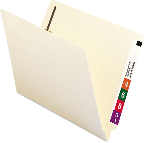 Smead 100% Recycled End Tab Fastener File Folder, Manila, 2 Fasteners, Letter Size, 50 per Box