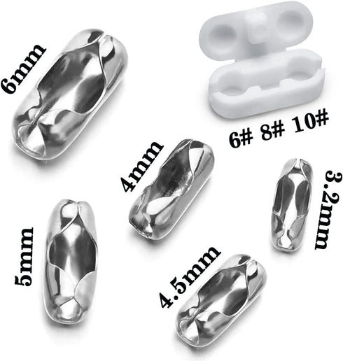 30pcs Replacement Blind Pull Cord Connector Stainless Steel Ball Chain Connector Clasps Fits for 3.2/4.0/4.5/5/6.0mm Beaded Ball Chain