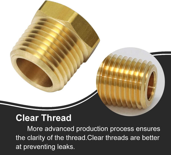 2pcs 1/2 Inch NPT Male to 3/8 Inch NPT Female Brass Pipe Fitting Reducing Hex Head Hose Adapter