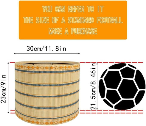 Generic 11.8x9 Inch Bamboo Lamp Shade with Colorful Geometric Pattern, Translucent Barrel Drum Shape, Modern Bohemian
