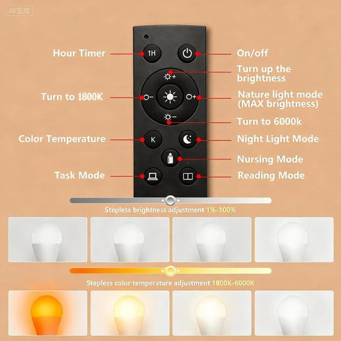 MXhme Bulbs 800LM 9W (60W Bulb,Dim,1800K-6500K,E26,2.4G,Warm Bulb Decor,2Bulb&1Remote Amber Sleep Light with Remote