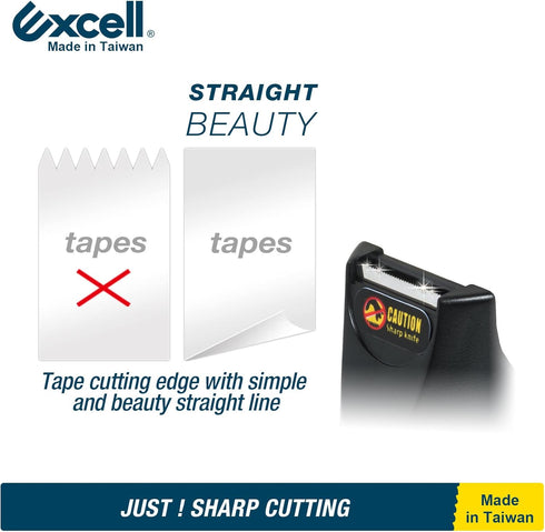 Excell Mini Desktop Tape Dispenser (1" core) with Adhesive Bottom, Easy for One-Hand Use (3 Pack)