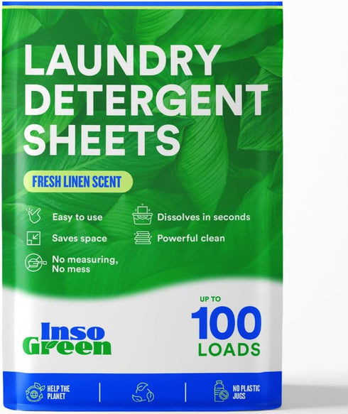 Eco Washer Sheets Detergent - 100 Loads, Zero Plastic Jugs, No Mess