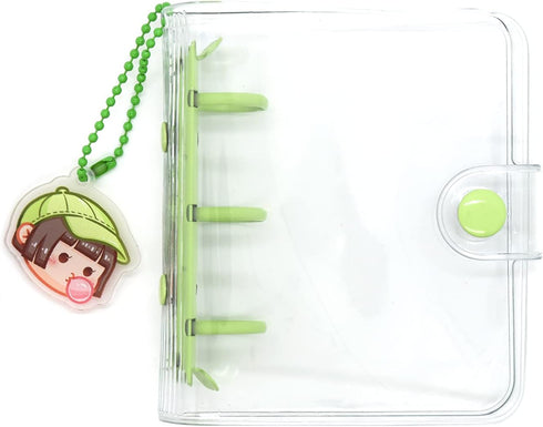 Mini Transparent Binder Notebooks with Keychain, Soft Plastic PVC, 3 Round Rings, Binder Planner Cover with Inner Papers