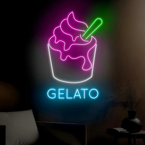 Open Gelato Ice Cream Shop Led Sign, Gelato Ice Cream Wall Led