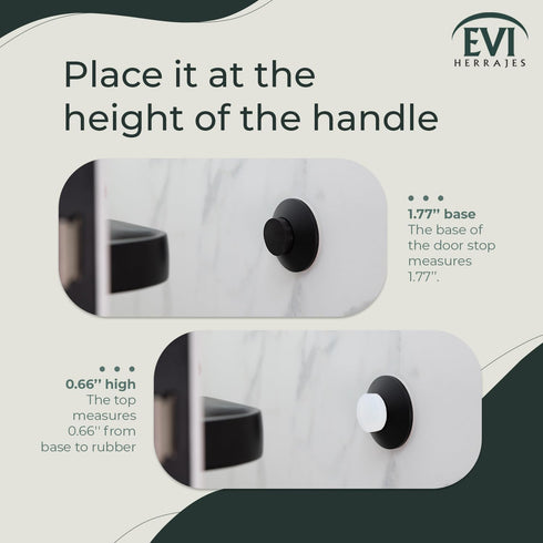 EVI Herrajes Doorstop for Wall Placement, 45 x 17 mm Stainless Steel Black Lacquered with Rubber Included, Adhesive or
