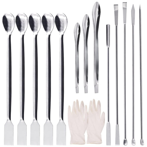 14Pcs Stainless Steel Lab Spatula, Micro Spatula Sampling Scoop for Reagent Laboratory Powders