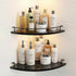 WAKLOND 8MM 304 (1Pack) Black Glass Corner Shower Shelves for Bathroom, Thick Tempered Glass Floating Shelves for Wall