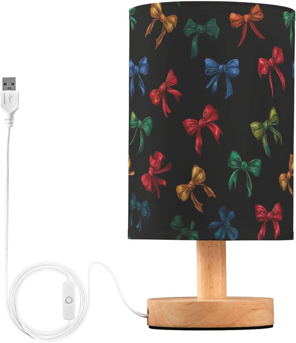 ALAZA Bedside Table Lamp for Bedroom Colorful Bows Nightstand LED Light Lamps