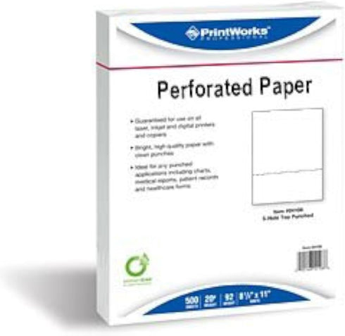 Paris 04173 Legal Size 24# White Bond Paper - 500 Sheets, Legal Size (8.5" x 14") with 3-1/2" Perforation