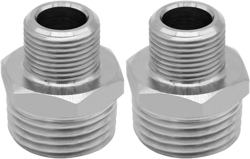 Beduan Stainless RV Faucet Adapter, 1/2 NPT Male to 3/8 Comp. Male, Pack of 2