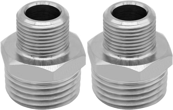 Beduan Stainless RV Faucet Adapter, 1/2 NPT Male to 3/8 Comp. Male, Pack of 2