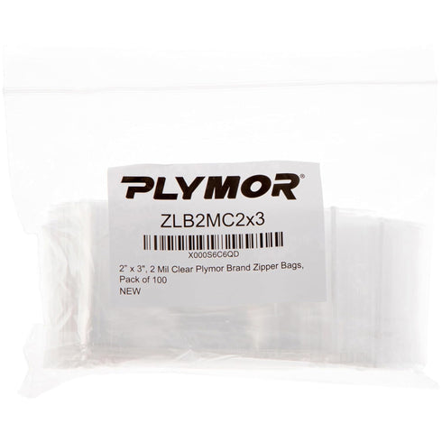 Plymor 2" x 3" Zipper Reclosable Plastic Bags, Pack of 500, 2 Mil