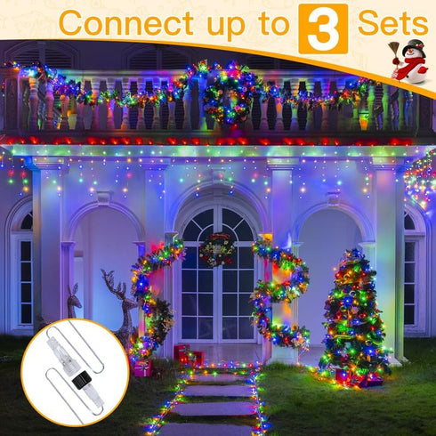 306LED 25FT, 11 Ollny Icicle Lights for Outside Color Changing Christmas Light with Remote Modes Timers Waterproof
