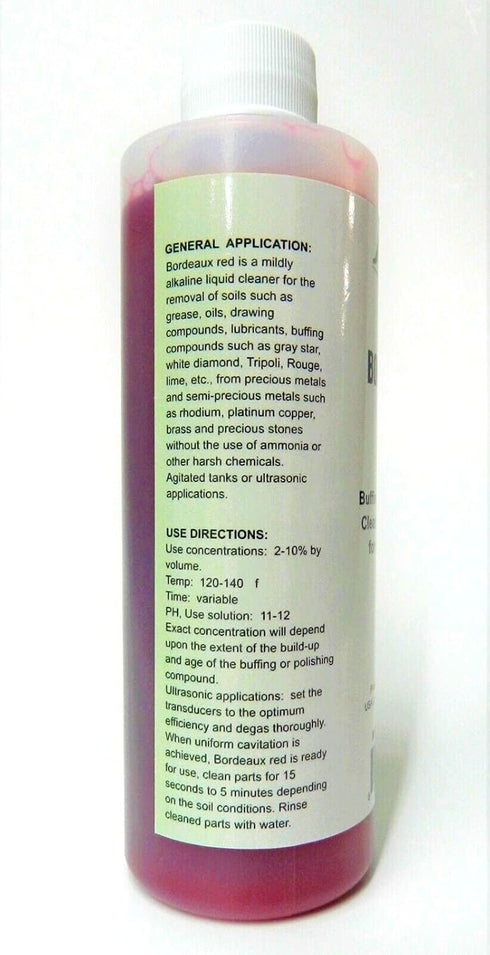 Jewelry Ultrasonic Solution Cleaner JTS Bordeaux Red 8 oz. Jewelry Metal Parts Cleaner Concentrate US Made