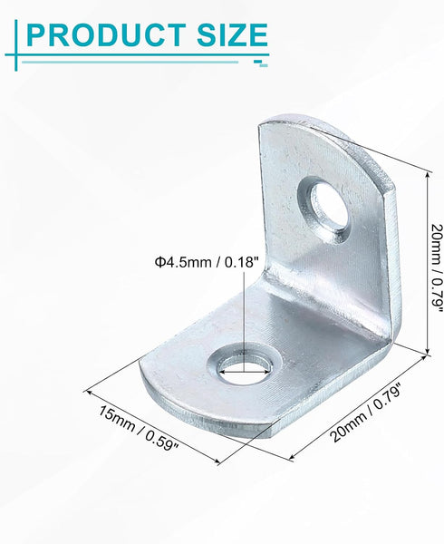 20 Set 0.79"x0.59"x0.79" uxcell L Corner Bracket Corner Brace Metal Joint Right Angle Brackets Rounded Corner Fastener