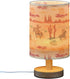 Bedside Lamp West Cowboy Horse Cactus Table Lamp for Bedroom LED Nightstand Lamp Shade USB Ports Wood Base for Living