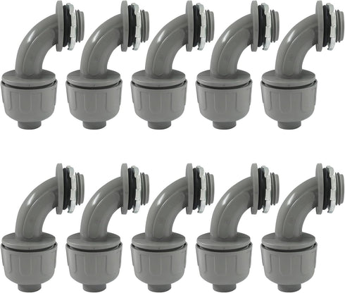 Aoserge 1/2 Inch Grey Plastic Liquid Tight Connector - Flexible Non-Metallic Electrical Conduit