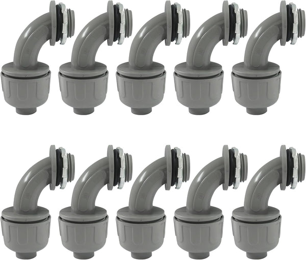 Aoserge 1/2 Inch Grey Plastic Liquid Tight Connector - Flexible Non-Metallic Electrical Conduit
