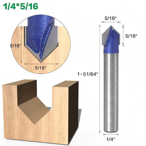 4PCS 90 1/4-Inch Set Wolfride Degree V Groove Router Bit Shank V Cut Router Bit