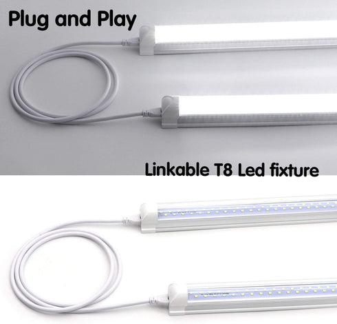 T5 T8 Extension Cords, 10 ft 3 Meter Connector Cord, 3-Prong Power Cable for LED Tube Light, Pack of 2
