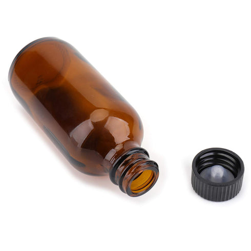 Bekith 30 Pack 2 oz Boston Round Glass Bottles with Black Caps, Amber