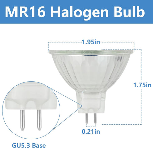 MR16 Halogen Bulb, 12V 20W, GU5.3 Bi-Pin Base, 2800K, Warm White Dimmable, for Desk Lamp, Track Light(Pack of v4) by YEGRUEB