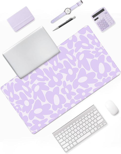 Cute Desk Pad - Aesthetic Kawaii Desk Mat, XL Purple Keyboard Pad, Cute Office Decor for Women, Desk Mat Purple -