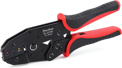 Zhushan Heat Shrink Connector Crimping Tool, AWG 22-10, Ratcheting Terminal Crimper for Electrical Wire