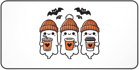 GENERIC Ghost & Coffee Desk Mat - Halloween Office Decor, Cute Haunted Desk, Unique Work from Home Gift, Large Gaming