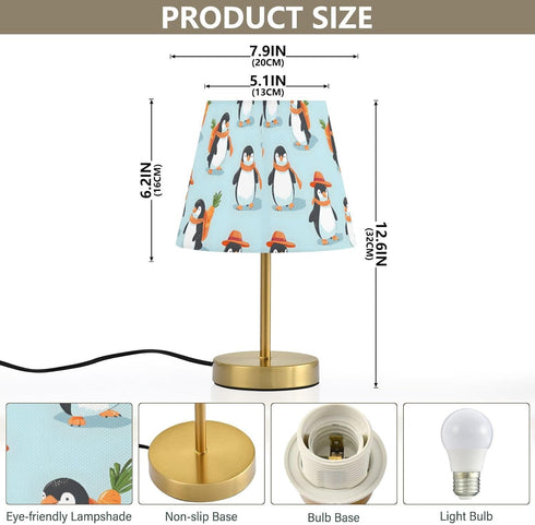 WEIYEKO Dimmable Penguin Carrot Blue Table Lamp LED Desk Lamp Bedside Light with USB Port for Office Bedroom Living