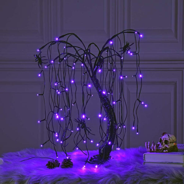 LIGHTSHARE 24-inch Halloween Willow Tree LED Spooky Bonsai Night Light,80 LED Lights,