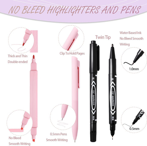 XKDOUS 42 Pcs Bible Study Supplies, Bible Journaling Kit for Women, 12 Double-Headed Bible Highlighters, 6 Pens, 90