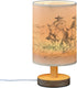 Western Scenery Cowboy Bedside Table Lamp Small Desk Lamps Linen Fabric Shade Decorative Nightstand Lamp LED with USB