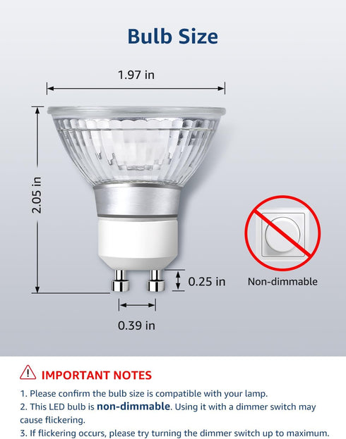 Non-Dimmable GU10 Bulbs, 2700K GU10 Bulb 4W Bulbs 100Flood 3 Pack Lepro LED Light Soft Warm Light Replacement