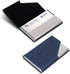 homEdge Business Card Holder, Slim Professional 2 Packs PU Leather + Stainless Steel Case - Black and Blue