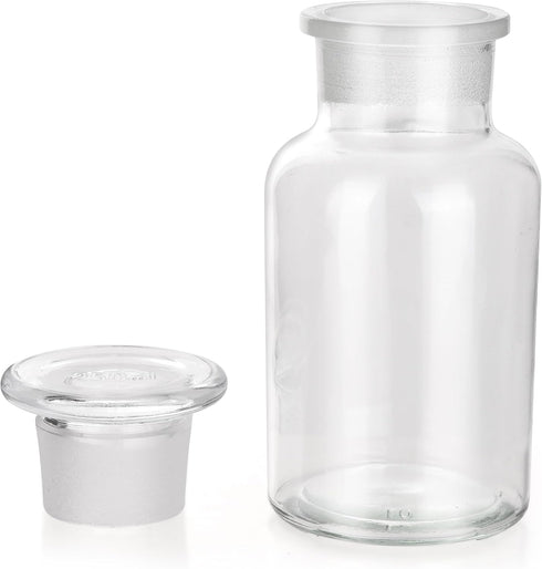 2 Packs 250ml Glass Reagent Bottle, Lab Wide Mouth Bottle with Glass Ground Stopper, Clear