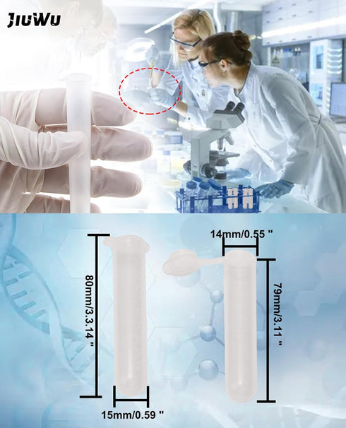 50pcs 10ml Clear Plastic Centrifuge Tubes, EP Lab Vials, Small Liquid Test Sample Storage Container with Snap Caps
