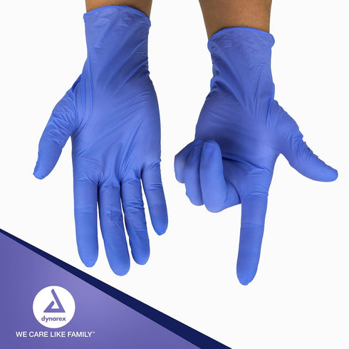 1 200 Dynarex DynaPlus Disposable Nitrile Exam Gloves, Powder-Free, Latex-Free, Strength + Value, Used by